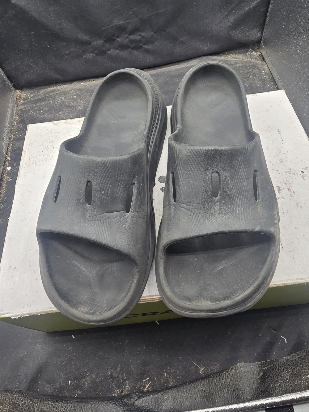 Hoka Black Slide Sandals with Vent Slots - Men's